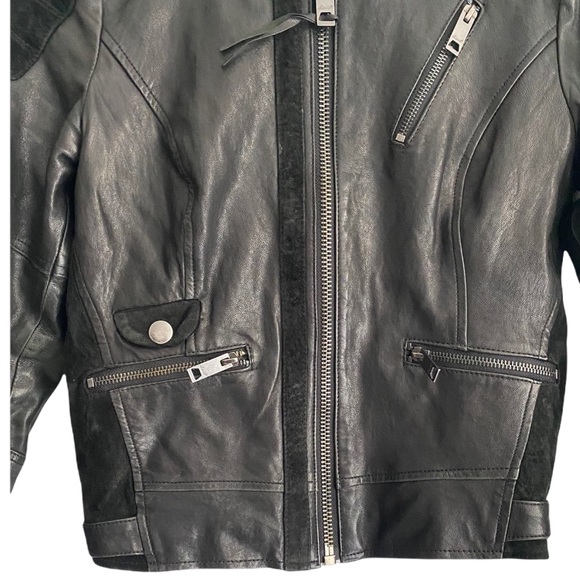 Levi’s Lamb Leather Black Moto Jacket Size S - Picture 8 of 14